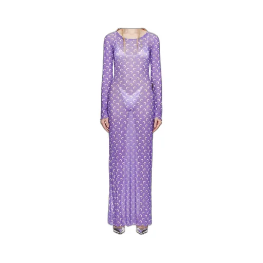 Moon Printed Mesh Panelled Maxi Dress