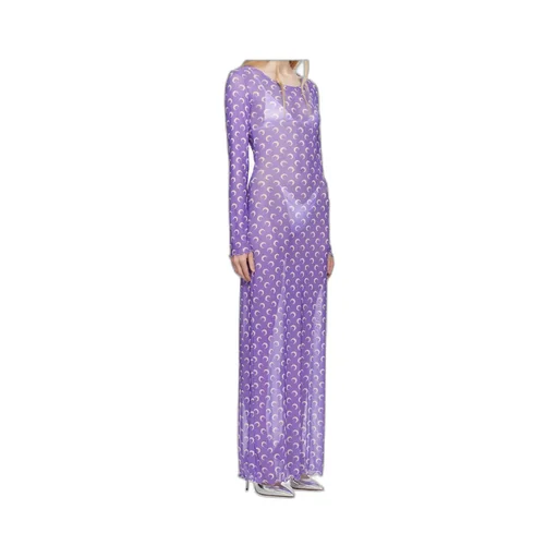 Moon Printed Mesh Panelled Maxi Dress