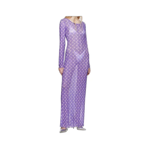 Moon Printed Mesh Panelled Maxi Dress