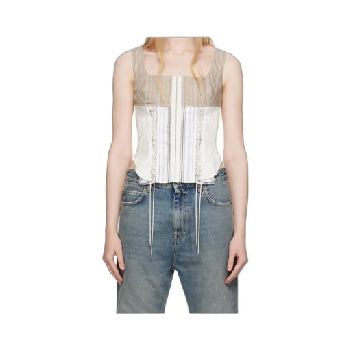 Regenerated Striped Poplin Bustier Top