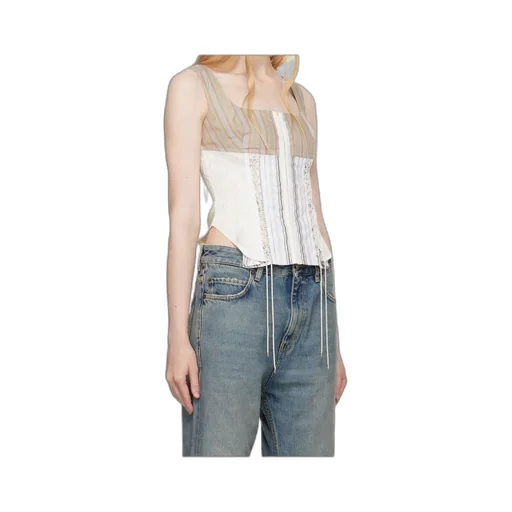 Regenerated Striped Poplin Bustier Top