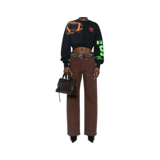 Moon-Jacquard Wide-Leg Jeans
