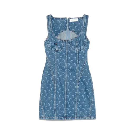 Moon Laser Denim Bustier Dress