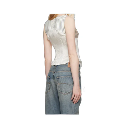 Regenerated Striped Poplin Bustier Top