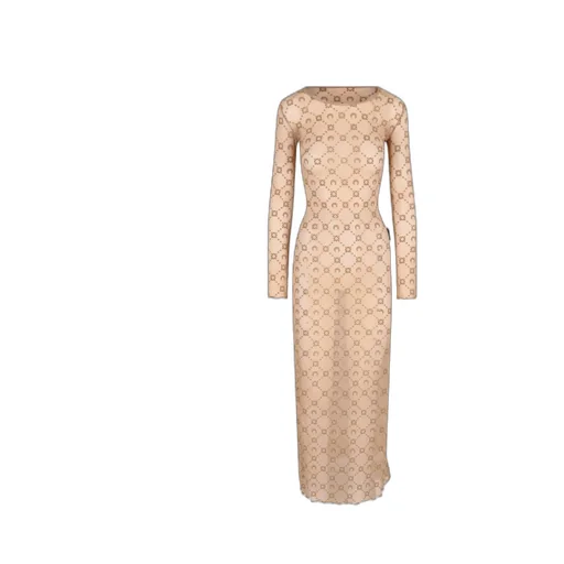 Moonogram Mesh Flock Long Dress