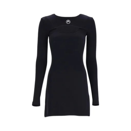 Logo Patch Cut-Out Ribbed Mini Dress