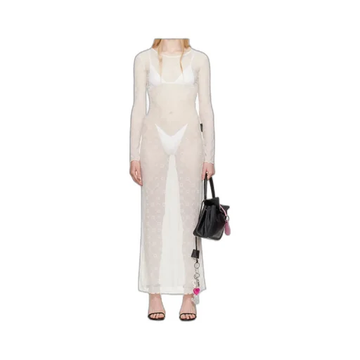Moonogram Mesh Flock Maxi Dress