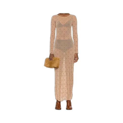 Moonogram Mesh Flock Long Dress
