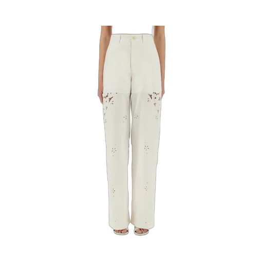 Lace-Detailed Straight Trousers
