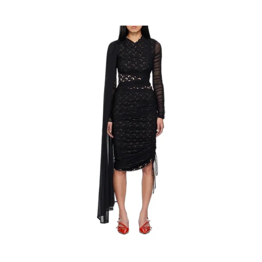 Asymmetric Draped Jersey Midi Dress