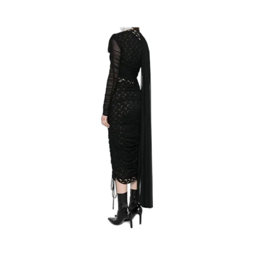Asymmetric Draped Jersey Midi Dress