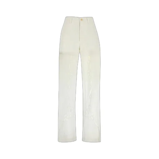 Lace-Detailed Straight Trousers