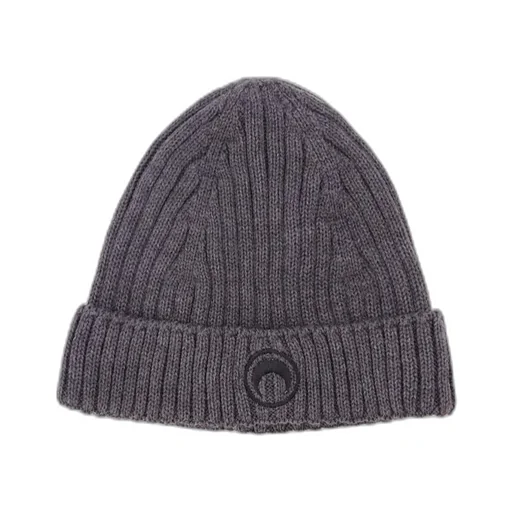 Crescent Moon Embroidered Ribbed Beanie
