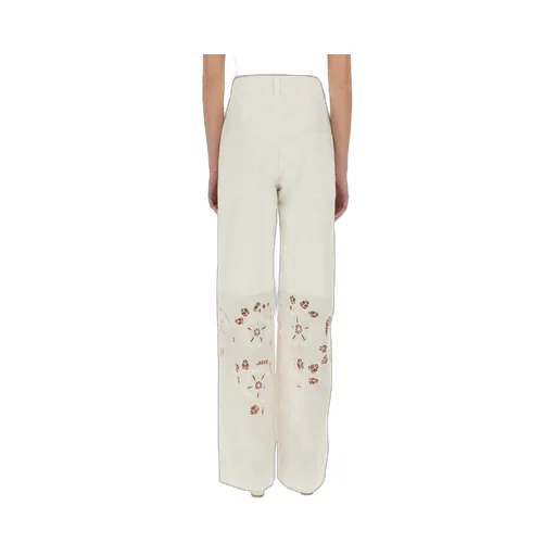 Lace-Detailed Straight Trousers