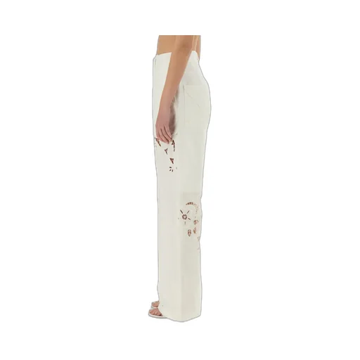 Lace-Detailed Straight Trousers