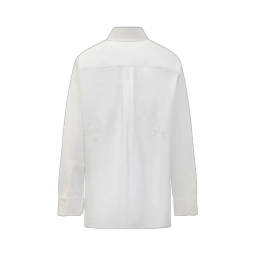 Crochet-Panel Embroidered Long-Sleeved Shirt