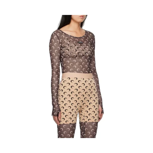 Mesh Monogrammed Crewneck Cropped Top