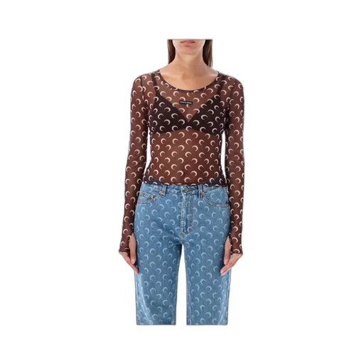 Mesh Monogrammed Crewneck Cropped Top