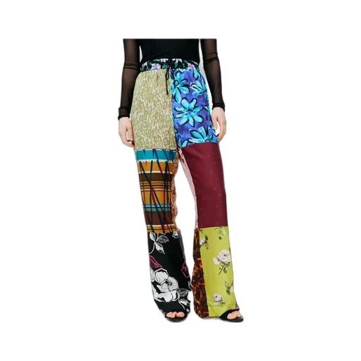 Regenerated Silk Scarves Straight-Leg Trousers