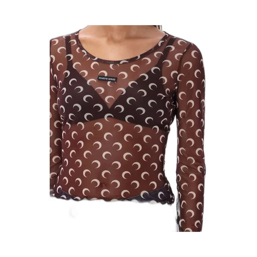 Mesh Monogrammed Crewneck Cropped Top
