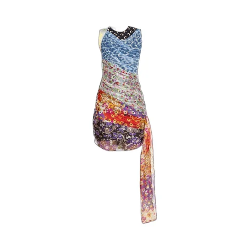 Patchwork Pattern Mini Dress