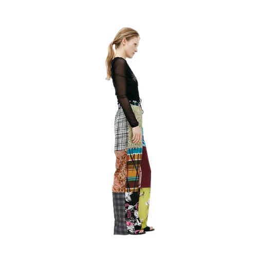 Regenerated Silk Scarves Straight-Leg Trousers