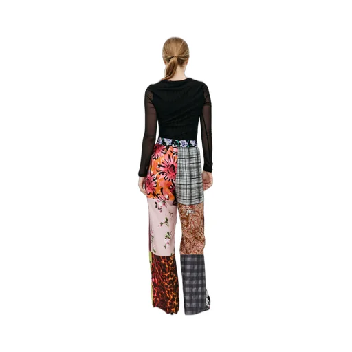 Regenerated Silk Scarves Straight-Leg Trousers