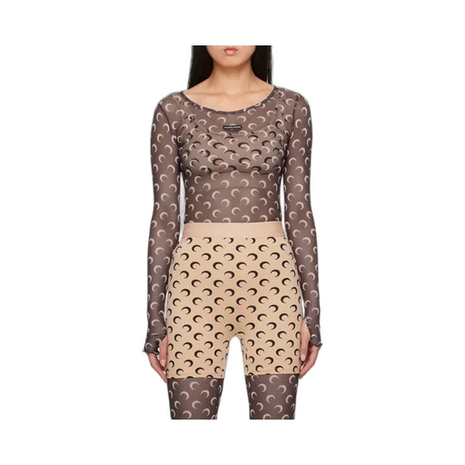 Mesh Monogrammed Crewneck Cropped Top
