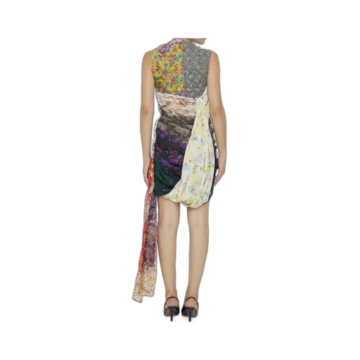 Patchwork Pattern Mini Dress