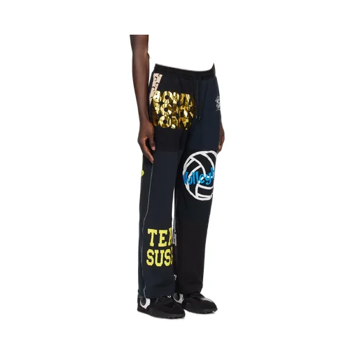 Mix-Print Cotton Track Pants