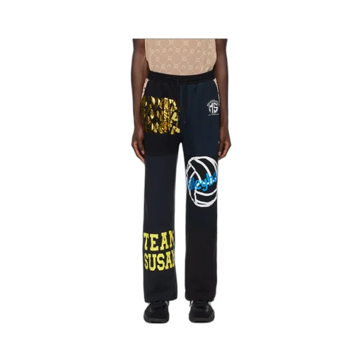 Mix-Print Cotton Track Pants