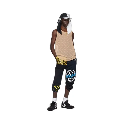 Mix-Print Cotton Track Pants