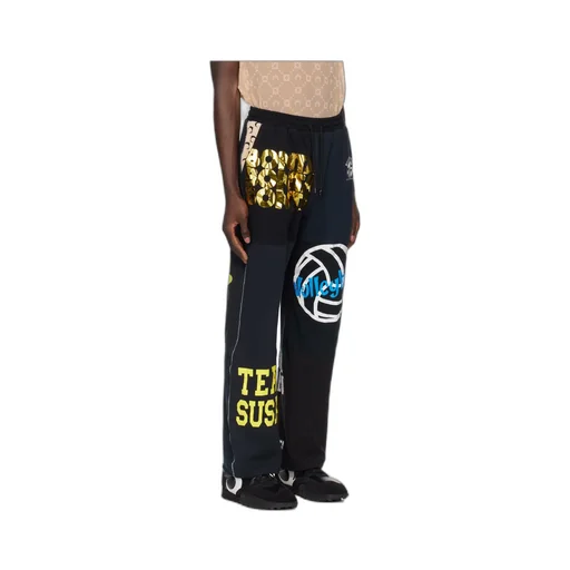 Mix-Print Cotton Track Pants