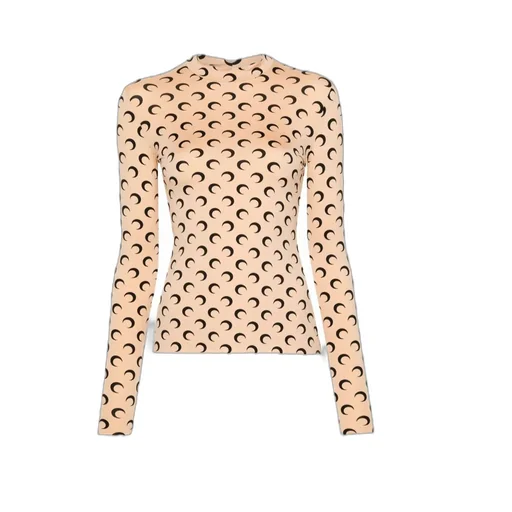 Crescent Print Turtleneck Long-Sleeved Top