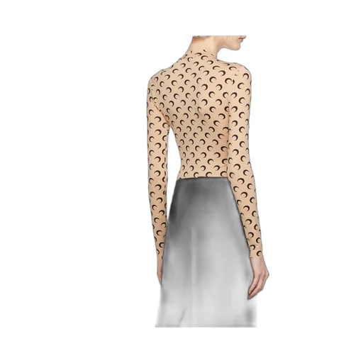 Crescent Print Turtleneck Long-Sleeved Top