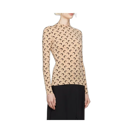 Crescent Print Turtleneck Long-Sleeved Top