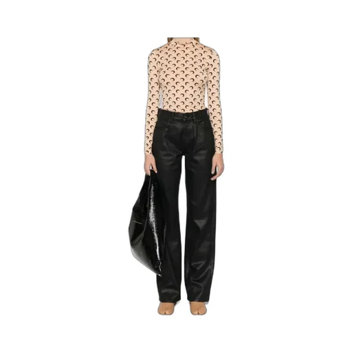 Crescent Print Turtleneck Long-Sleeved Top