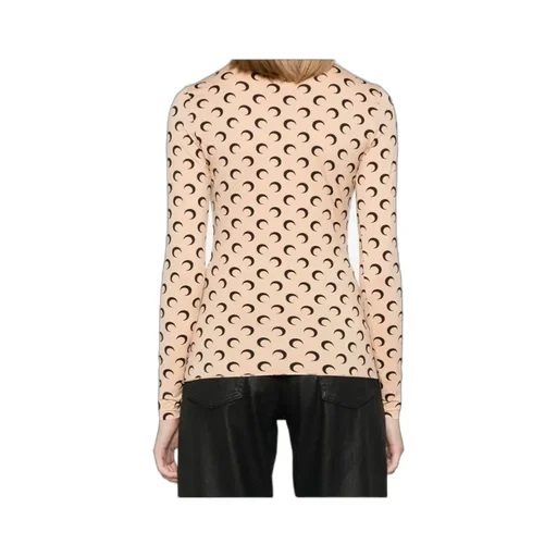 Crescent Print Turtleneck Long-Sleeved Top
