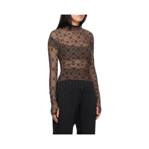 Regenerated Moonogram Flocked Mesh Top