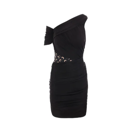 Crescent Detailed One-Shoulder Dress