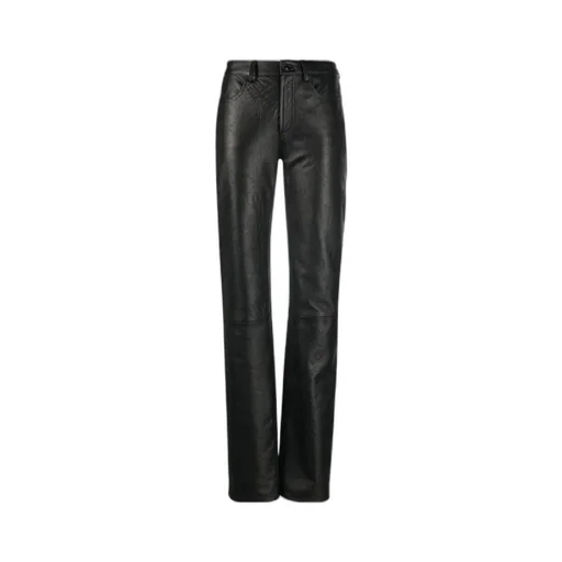 All-Over Embossed-Logo Leather Trousers