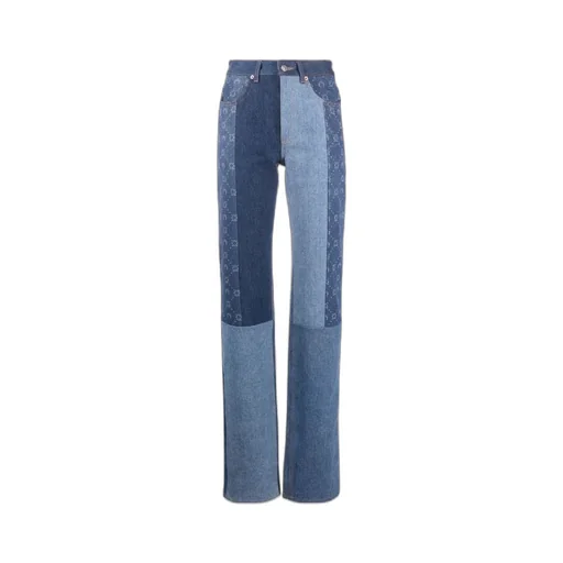 Monogram Straight-Leg Patchwork Jeans