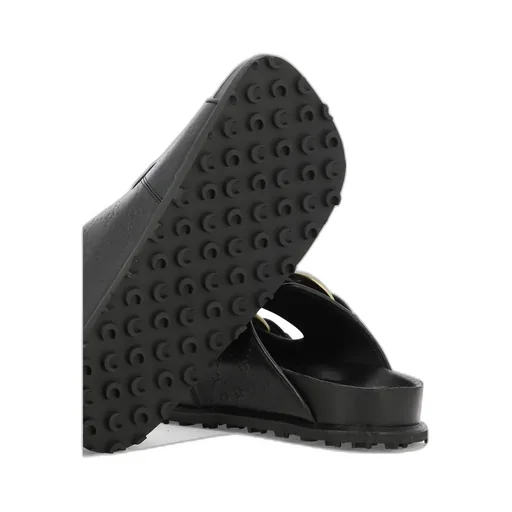 Embossed-Monogram Leather Slides