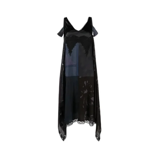 Lace-Detailed V-Neck Midi Dress