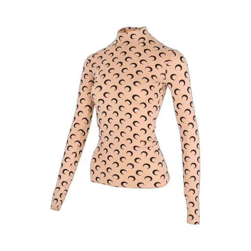 Moon Printed High-Neck T-Shirt