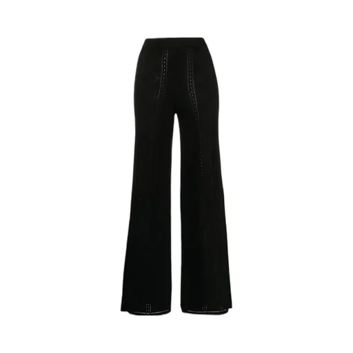 Crescent Moon Patterned High-Waist Trousers
