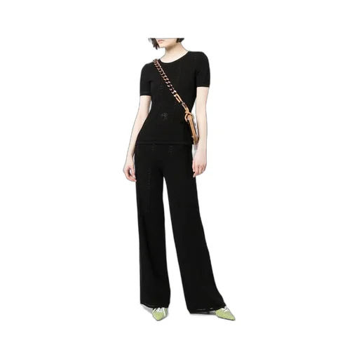 Crescent Moon Patterned High-Waist Trousers