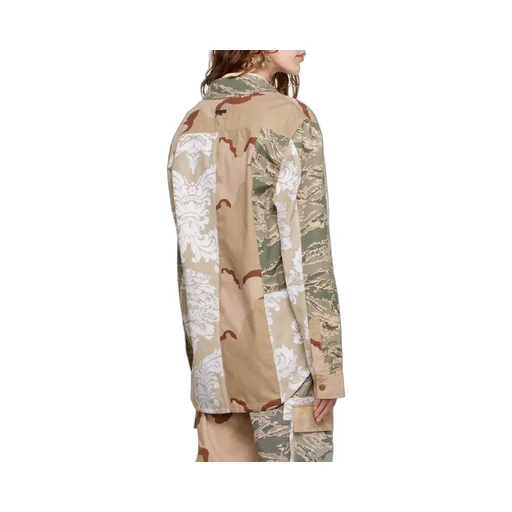 Camouflage-Print Panelled Overshirt