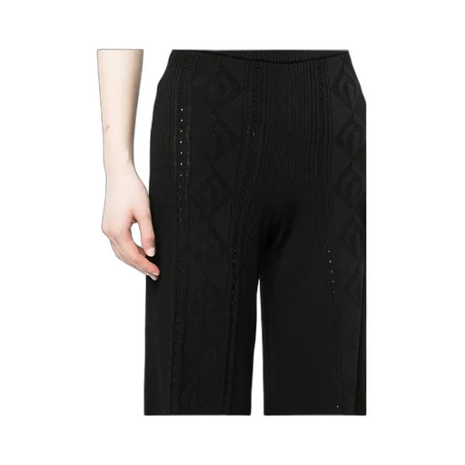 Crescent Moon Patterned High-Waist Trousers