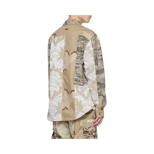 Camouflage-Print Panelled Overshirt
